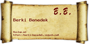 Berki Benedek névjegykártya